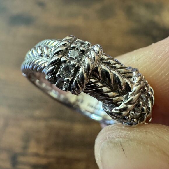 Vintage JUDITH RIPKA  Sterling Silver STACKING RING SET SIZE 8 Pearl Ruby CZ 925 - Picture 5 of 9